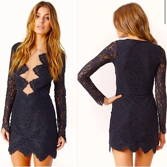 For Love And Lemons | Dresses | For Love Lemons Lace Noir Dress In Black Xs  | Poshmark